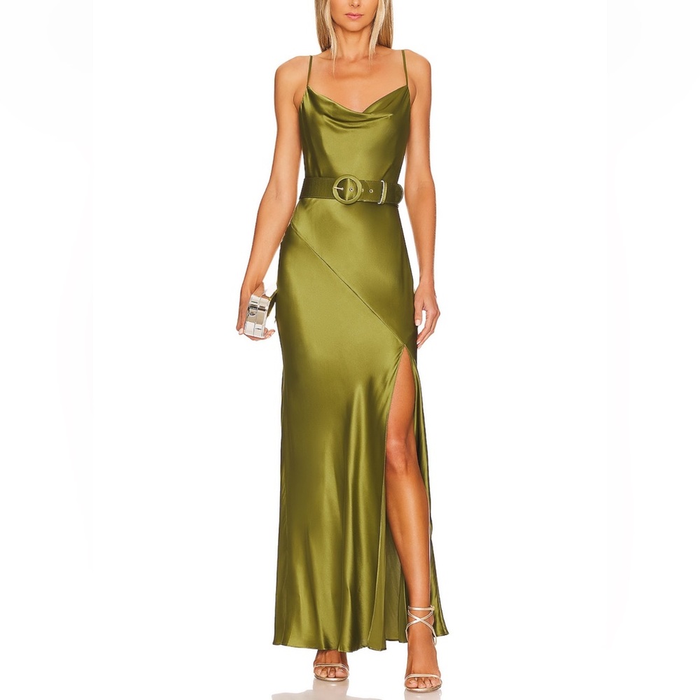 NICHOLAS‎ Simone Cowl Neck Dress in Olive